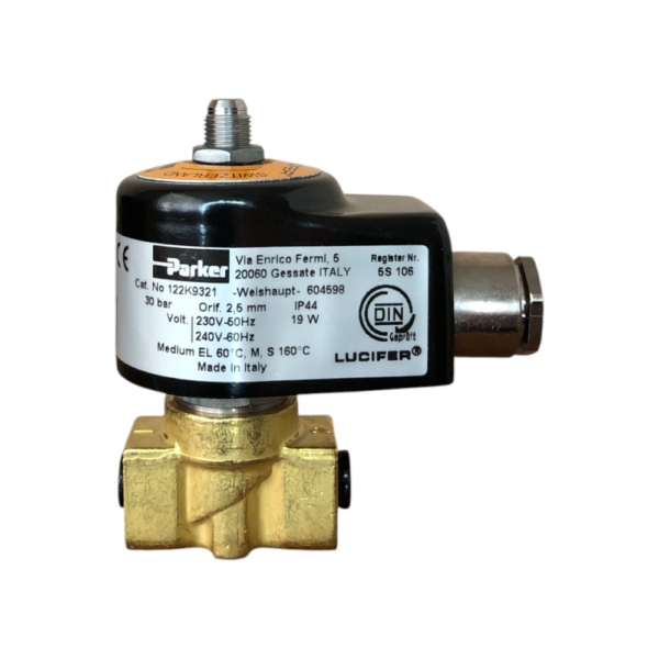 Elektromagnetni ventil za ulje Parker Lucifer 122K9321 NO G1/8″ 230V 50Hz 240V 60Hz 19W 0-30bar IP44