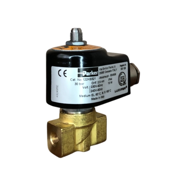 Elektromagnetni ventil za ulje Parker Lucifer 122K9321 NO G1/8″ 230V 50Hz 240V 60Hz 19W 0-30bar IP44