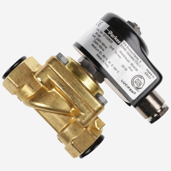 Elektromagnetni ventil dvosmerni za ulje direktno upravljan Parker Lucifer 121G2520NC 1/2" 230V 20W L=75mm | Weishaupt 604526