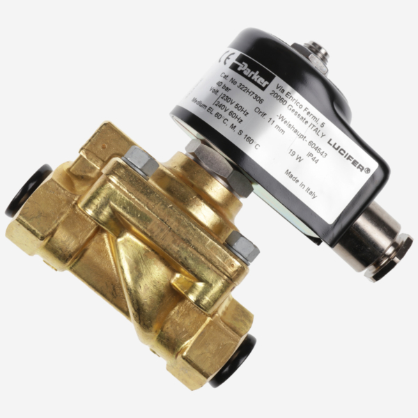 Elektromagnetni ventil dvosmerni za vazduh, gas i ulje pilot upravljan Parker Lucifer 322H7306NO 3/8" 230V 19W L=75mm | Weishaupt 604543